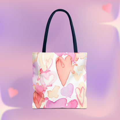 Watercolor Valentine Hearts Tote Bag