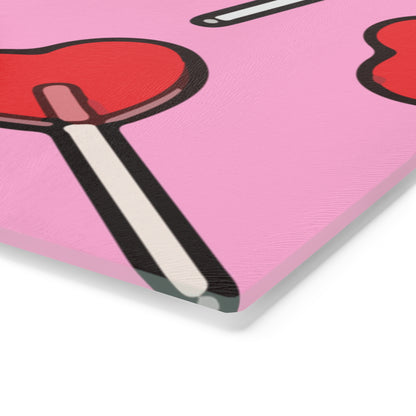 Heart Lollipops Glass Cutting Board