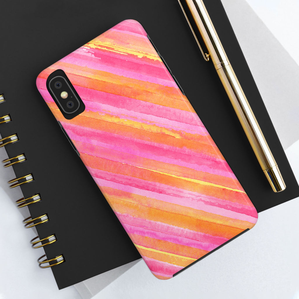 Pink Lemon Stripes Phone Case (Apple & Android)
