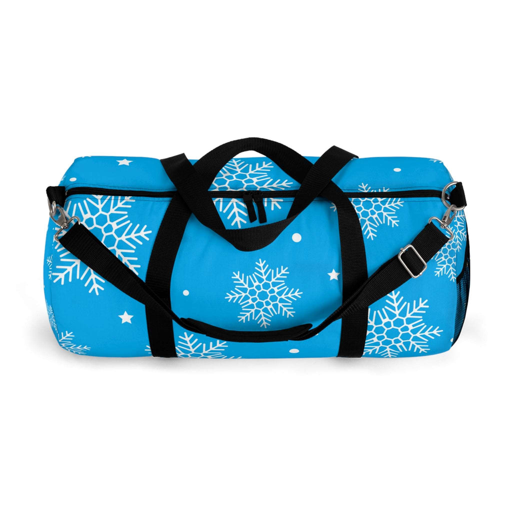 Blue Snowflake Winter Duffel Bag