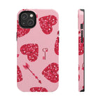 Sparkling Red Hearts Phone Case (Apple & Android) - Pink Sweetheart