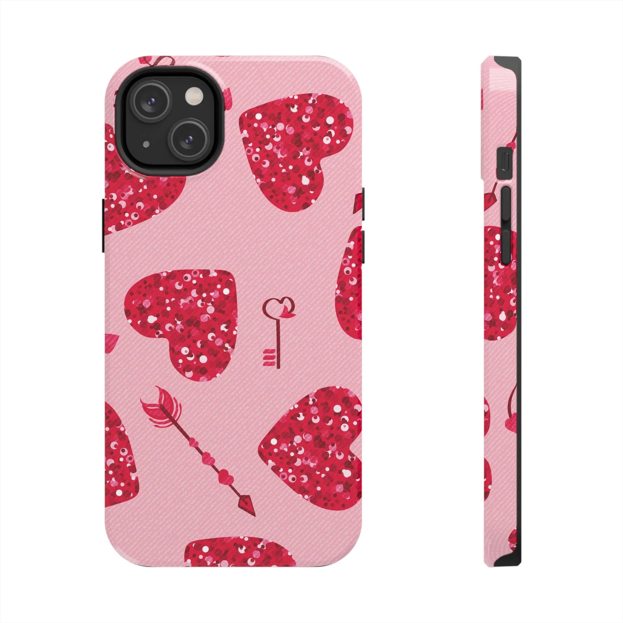 Sparkling Red Hearts Phone Case (Apple & Android) - Pink Sweetheart