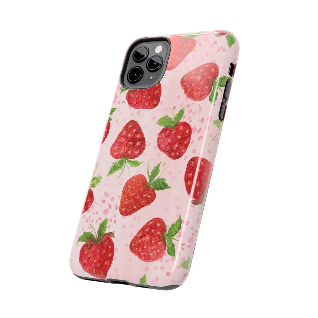 Cute Strawberries Phone Case (Apple & Android) - Pink Sweetheart