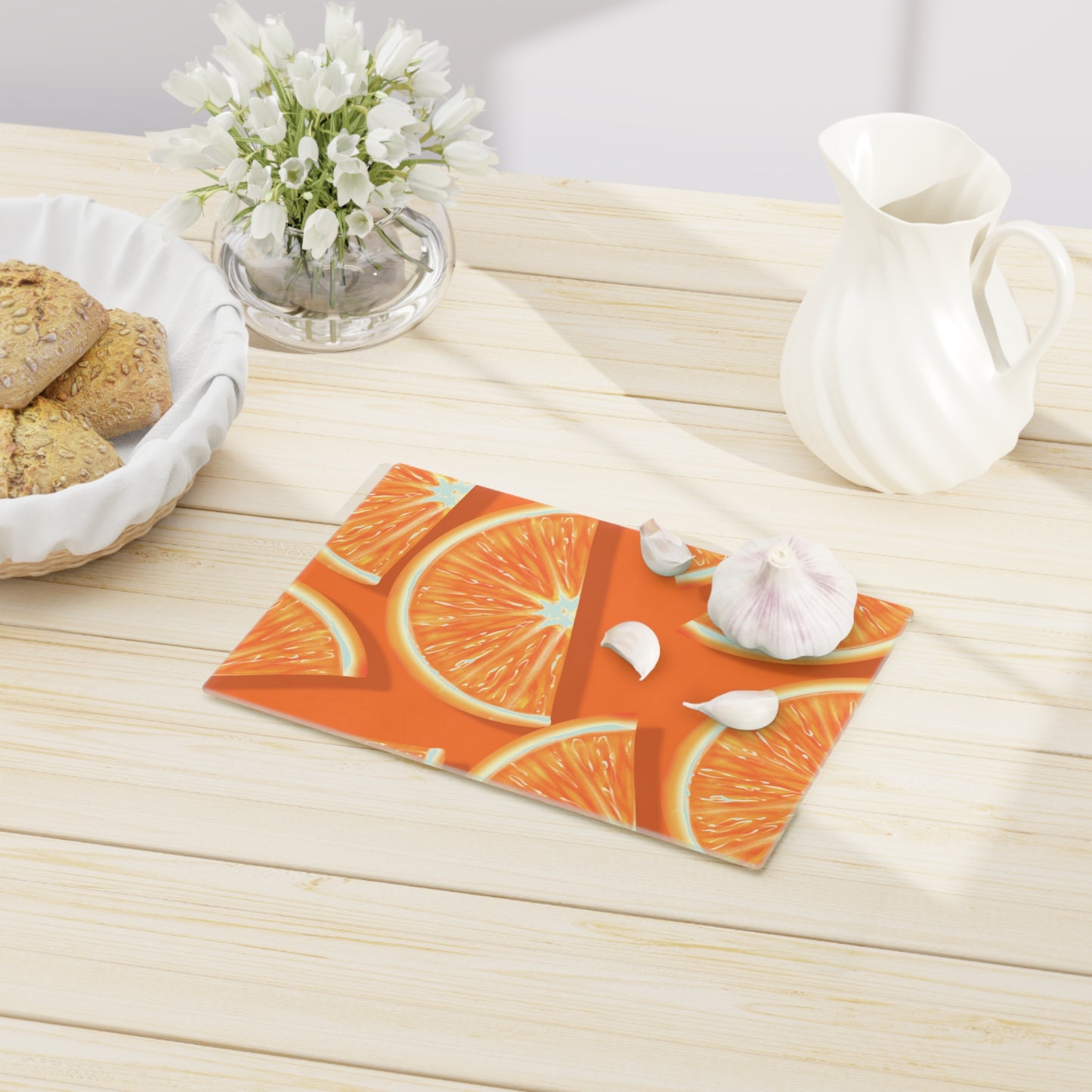 Orange Slices Glass Cutting Board