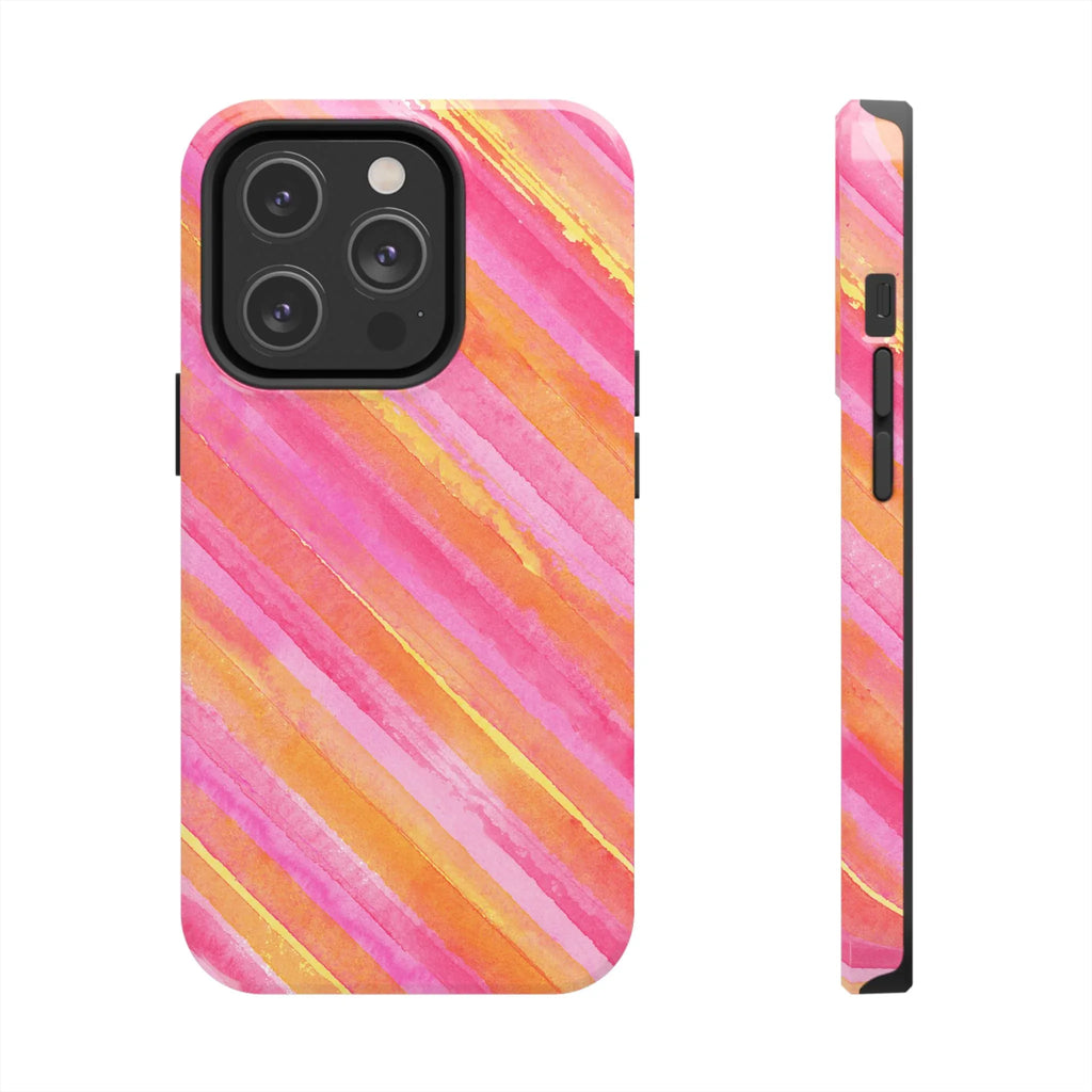 Pink Lemon Stripes Phone Case (Apple & Android) - Pink Sweetheart