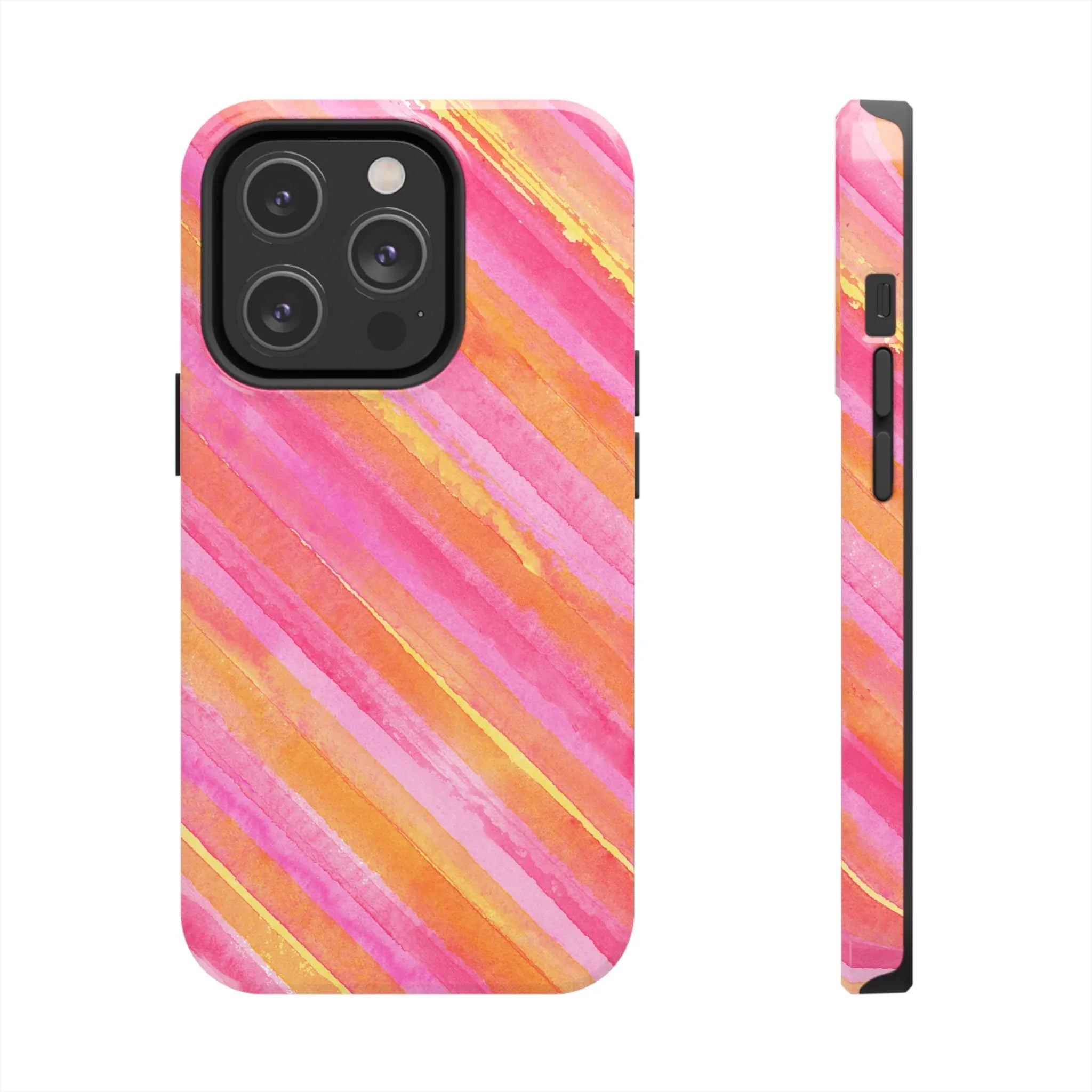 Pink Lemon Stripes Phone Case (Apple & Android) - Pink Sweetheart