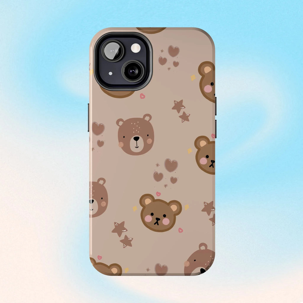 Boho Brown Bear Phone Case (Apple & Android) - Pink Sweetheart