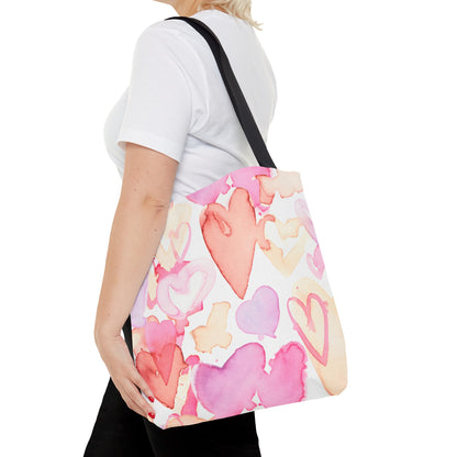 Watercolor Valentine Hearts Tote Bag