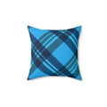 Blue Winter Plaid Square Pillow - Pink Sweetheart