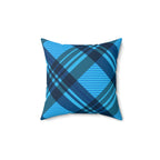 Blue Winter Plaid Square Pillow