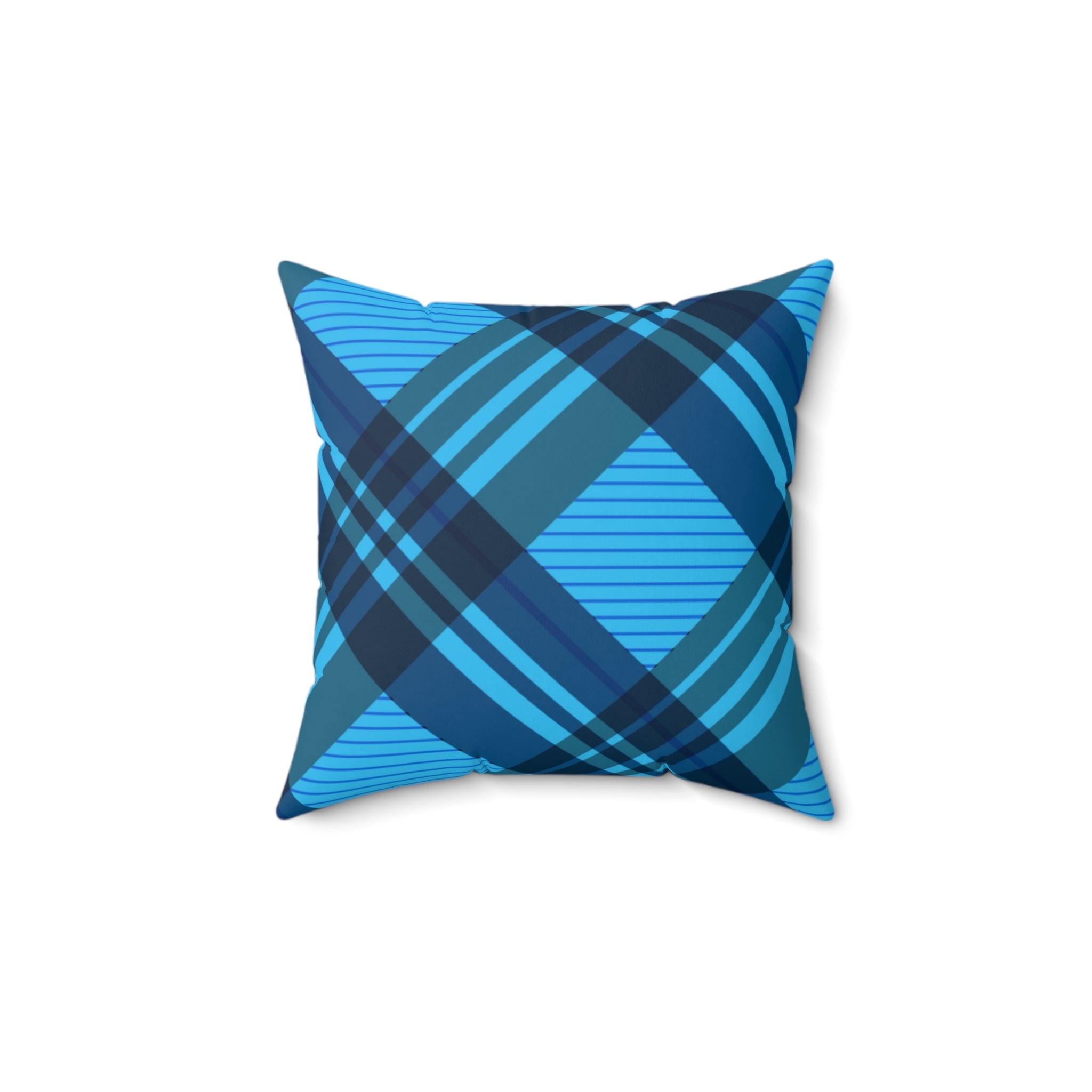 Blue Winter Plaid Square Pillow