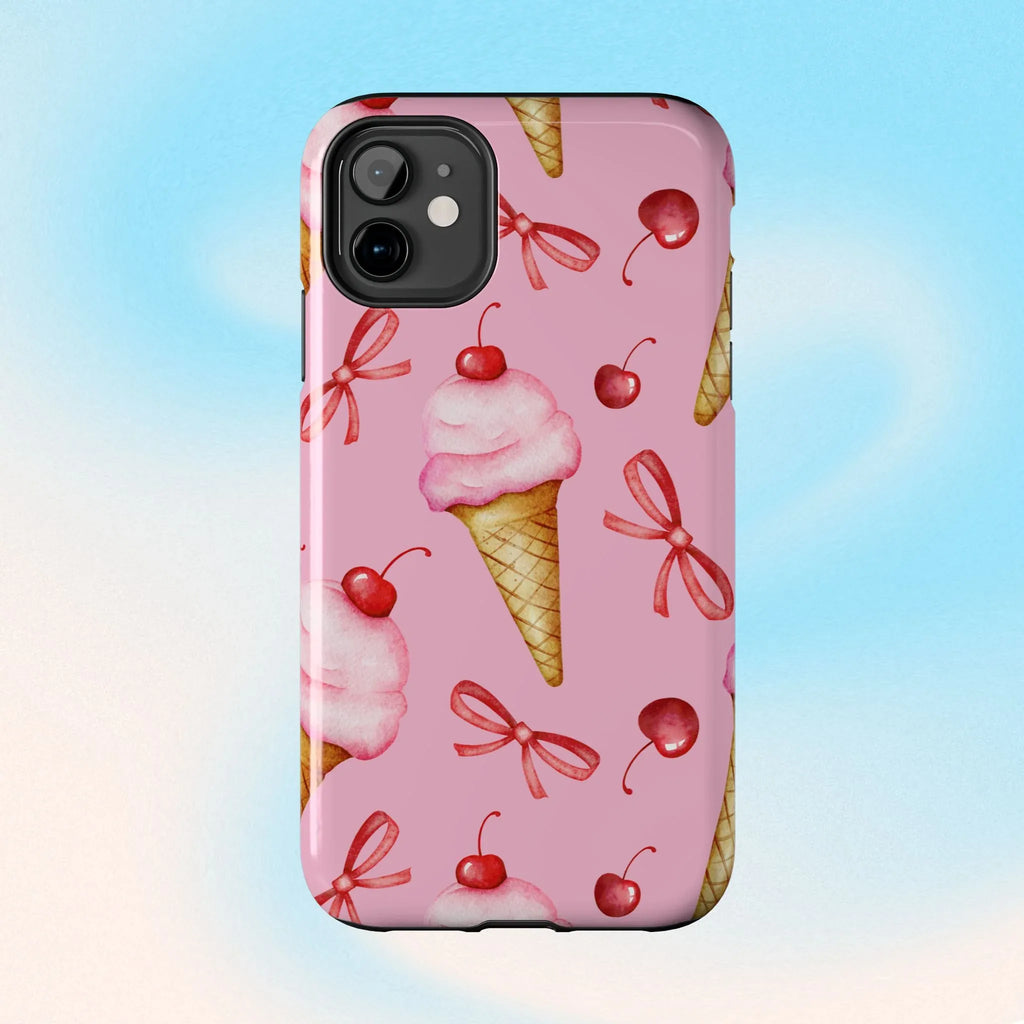 Cherry on Top Ice Cream Phone Case (Apple & Android) - Pink Sweetheart