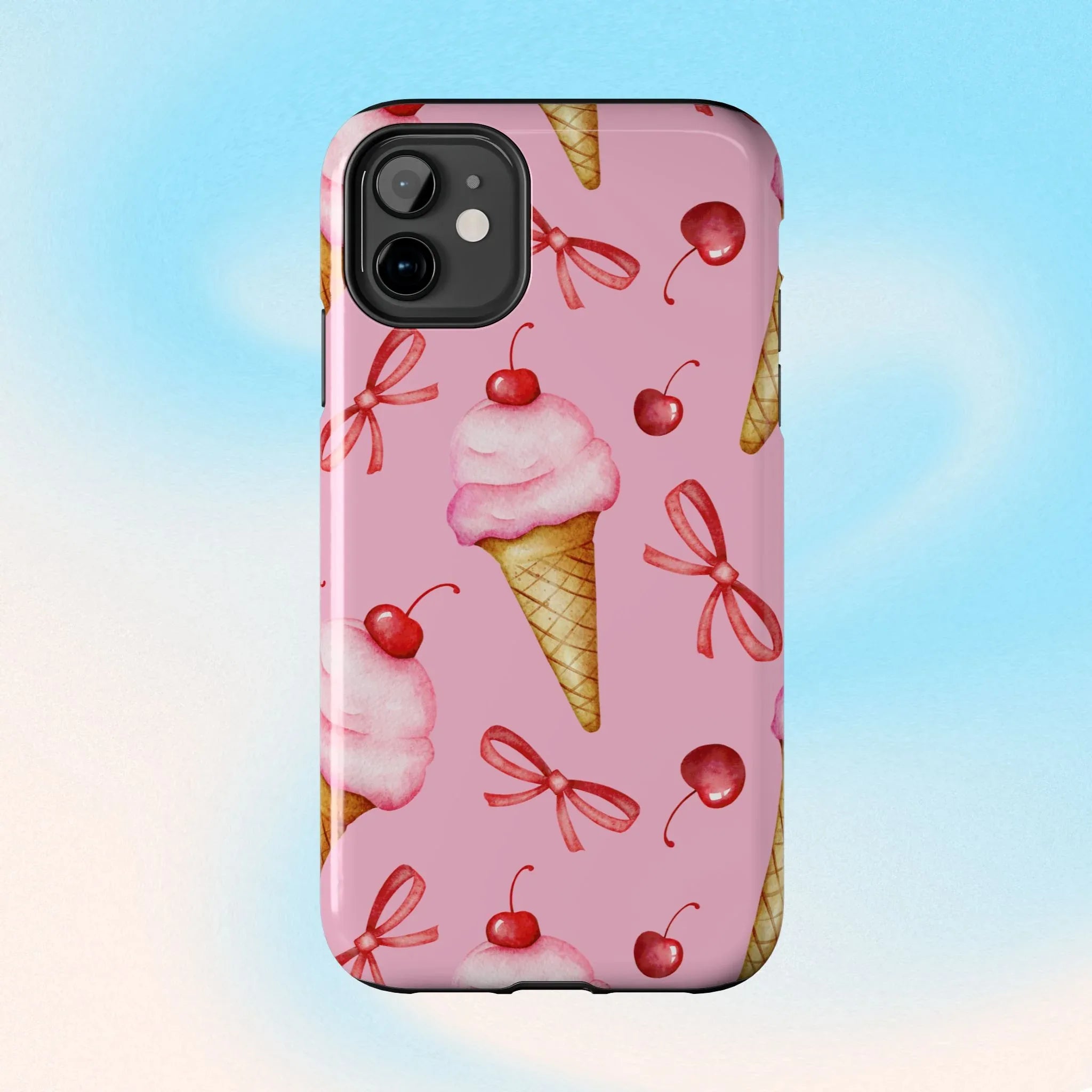 Cherry on Top Ice Cream Phone Case (Apple & Android) - Pink Sweetheart