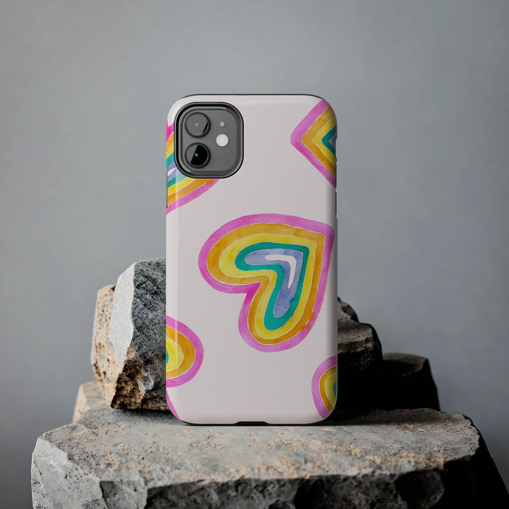 Rainbow Hearts Phone Case (Apple & Android) - Pink Sweetheart