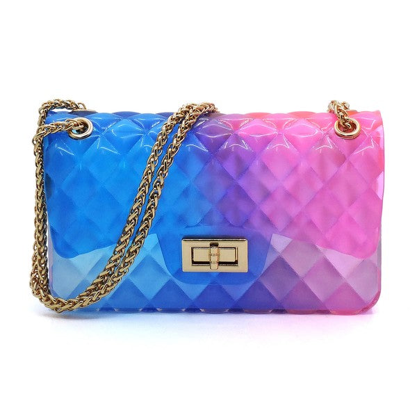 Embossed Multi Color Jelly Shoulder Handbag Purse