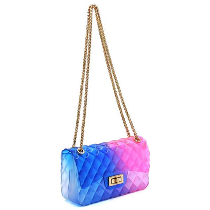Embossed Multi Color Jelly Shoulder Handbag Purse