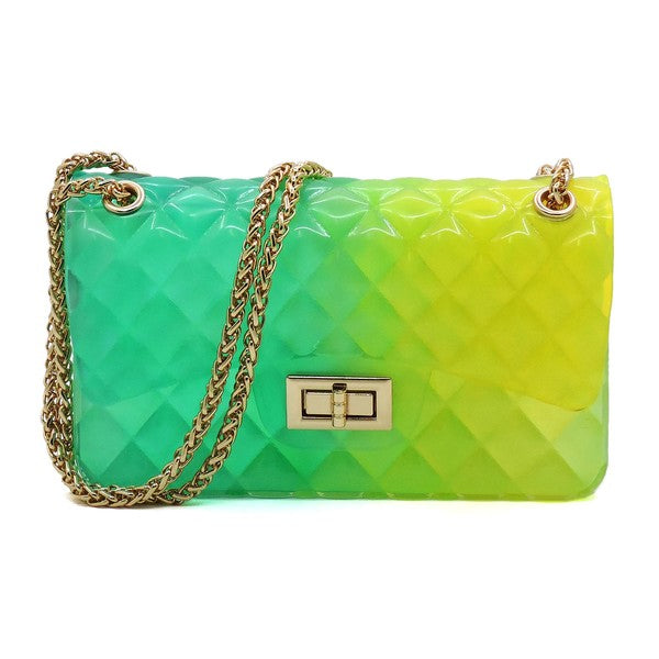 Embossed Multi Color Jelly Shoulder Handbag Purse
