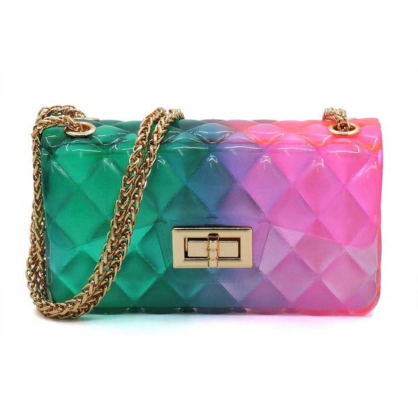 Embossed Multi Color Jelly Shoulder Handbag Purse