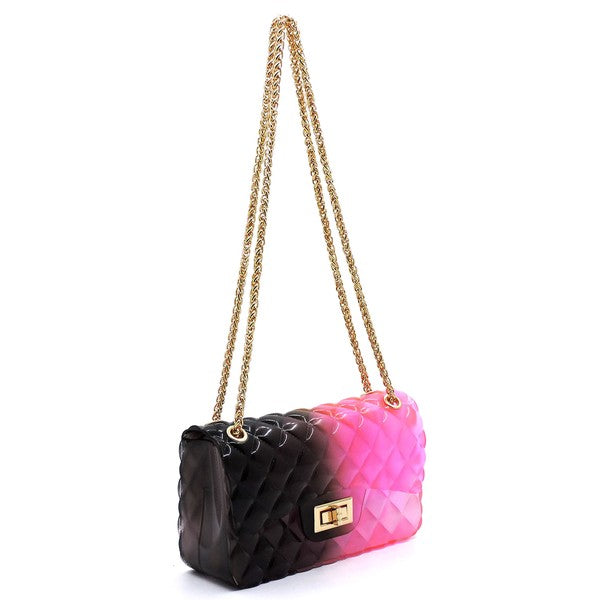 Embossed Multi Color Jelly Shoulder Handbag Purse