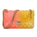 Embossed Multi Color Jelly Shoulder Handbag Purse - Pink Sweetheart