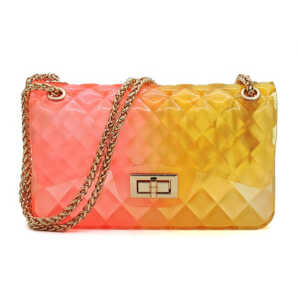 Embossed Multi Color Jelly Shoulder Handbag Purse