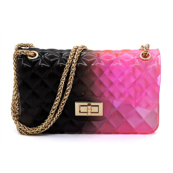 Embossed Multi Color Jelly Shoulder Handbag Purse