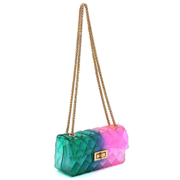 Embossed Multi Color Jelly Shoulder Handbag Purse