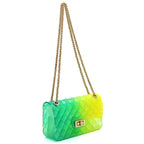 Embossed Multi Color Jelly Shoulder Handbag Purse