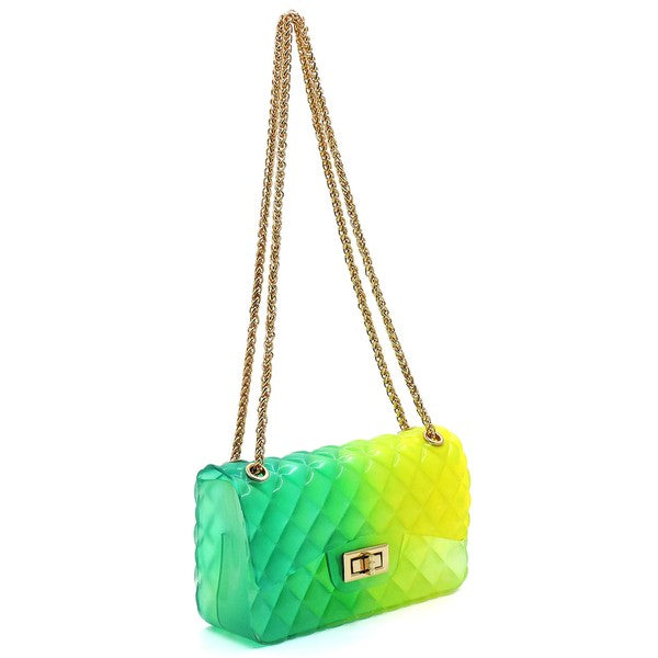 Embossed Multi Color Jelly Shoulder Handbag Purse