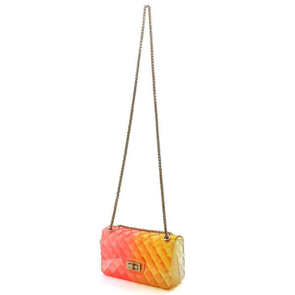 Embossed Multi Color Jelly Shoulder Handbag Purse