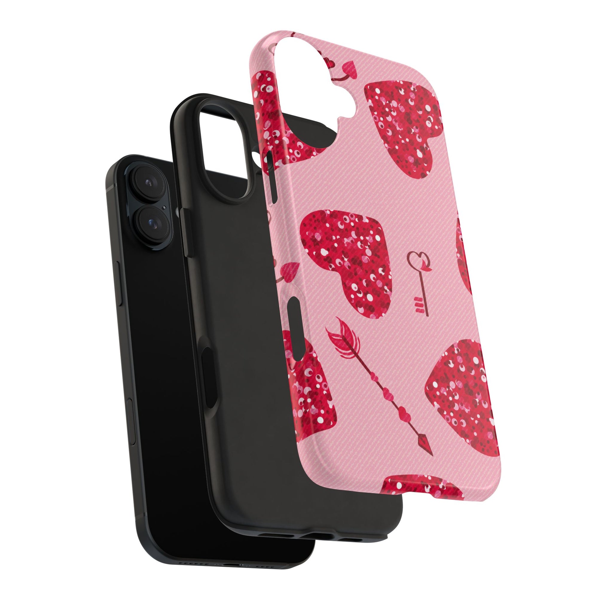 Sparkling Red Hearts Phone Case (Apple & Android)