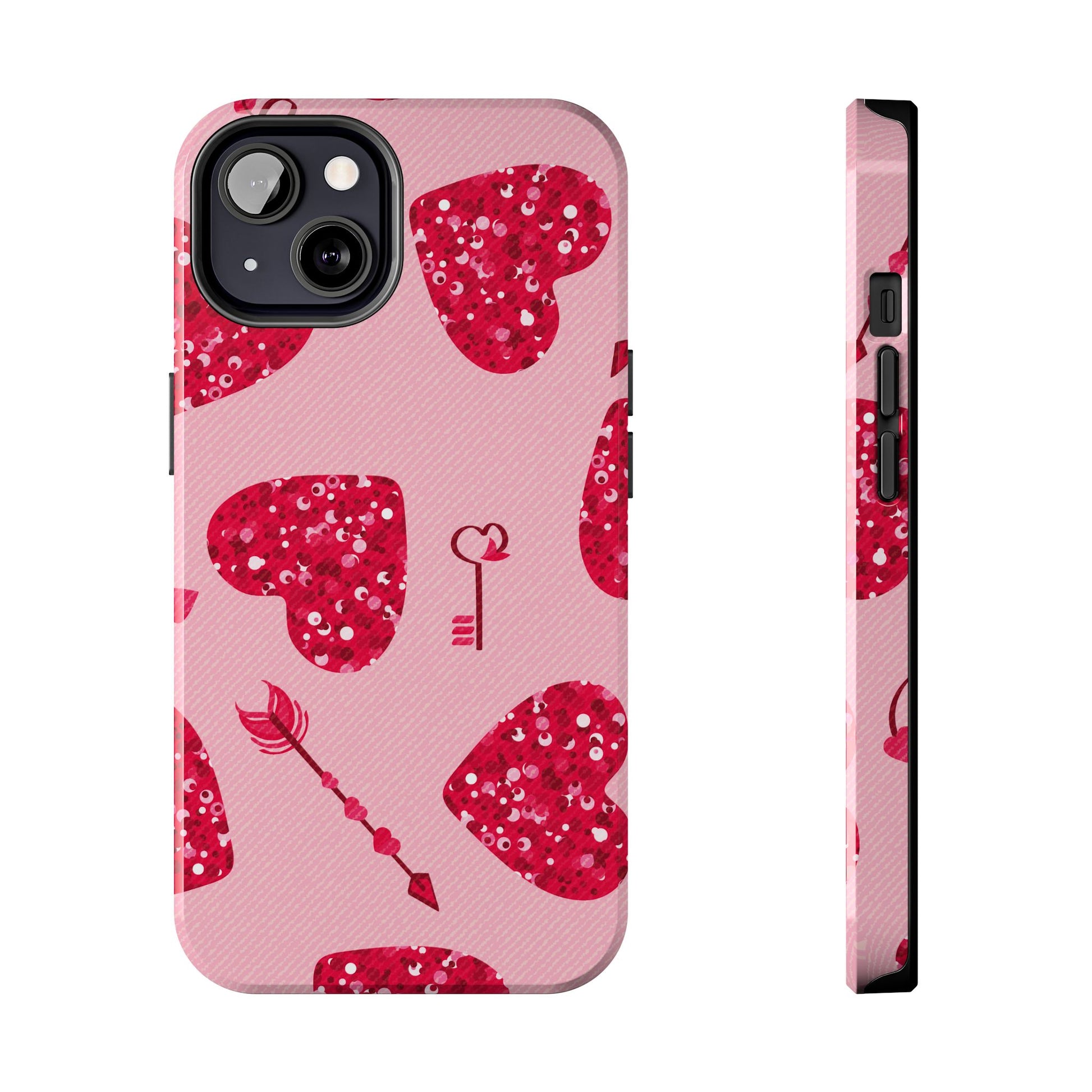 Sparkling Red Hearts Phone Case (Apple & Android)