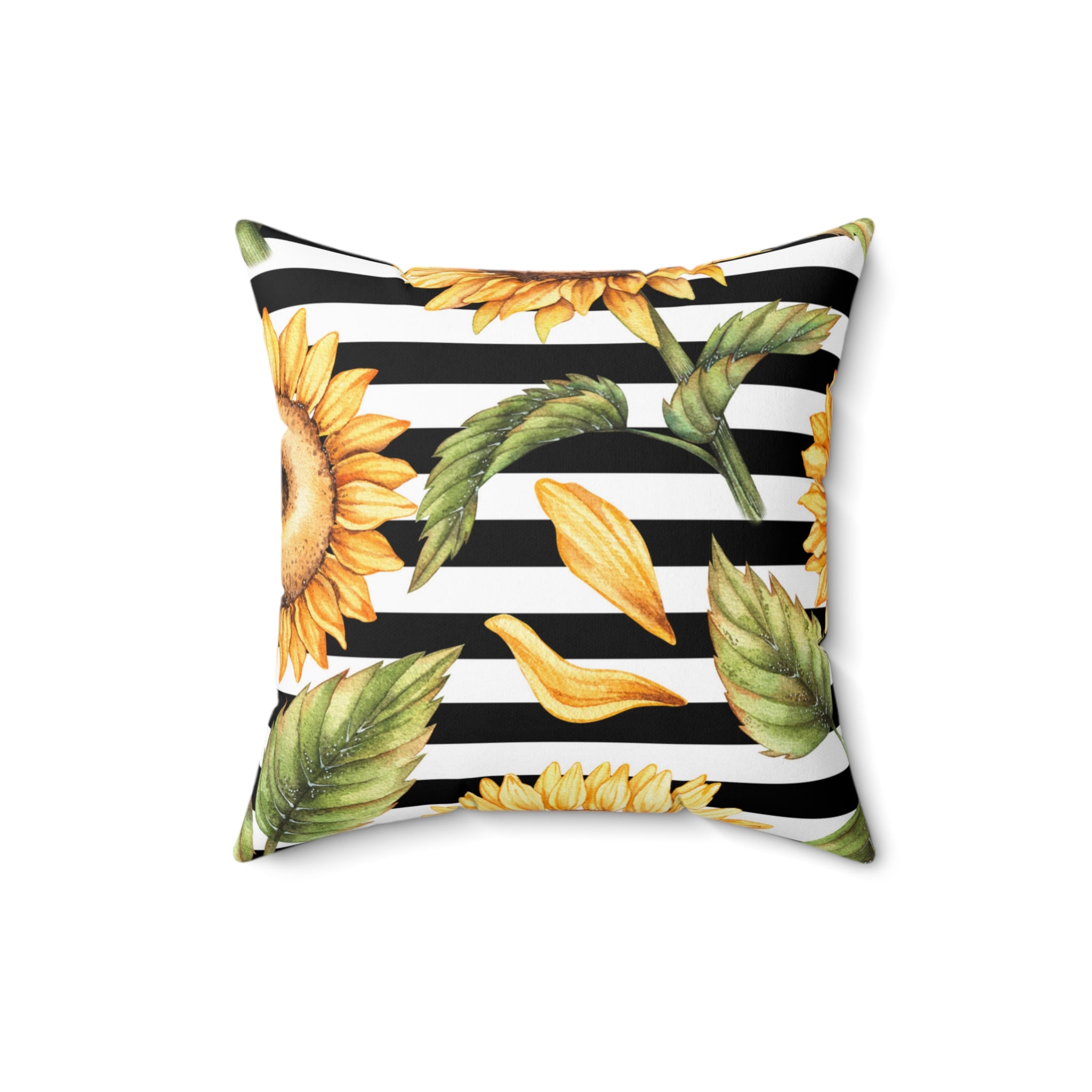 Stripes & Sunflowers Square Pillow