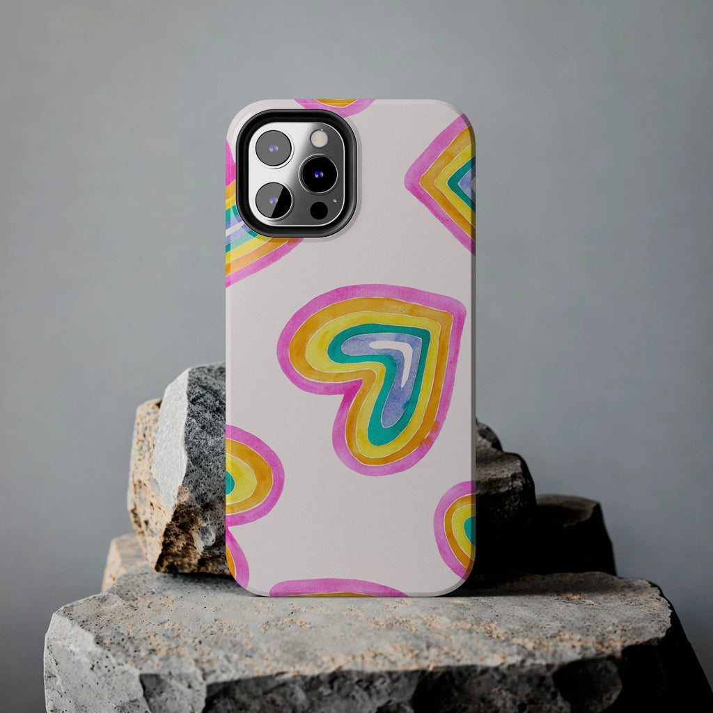 Rainbow Hearts Phone Case (Apple & Android) - Pink Sweetheart