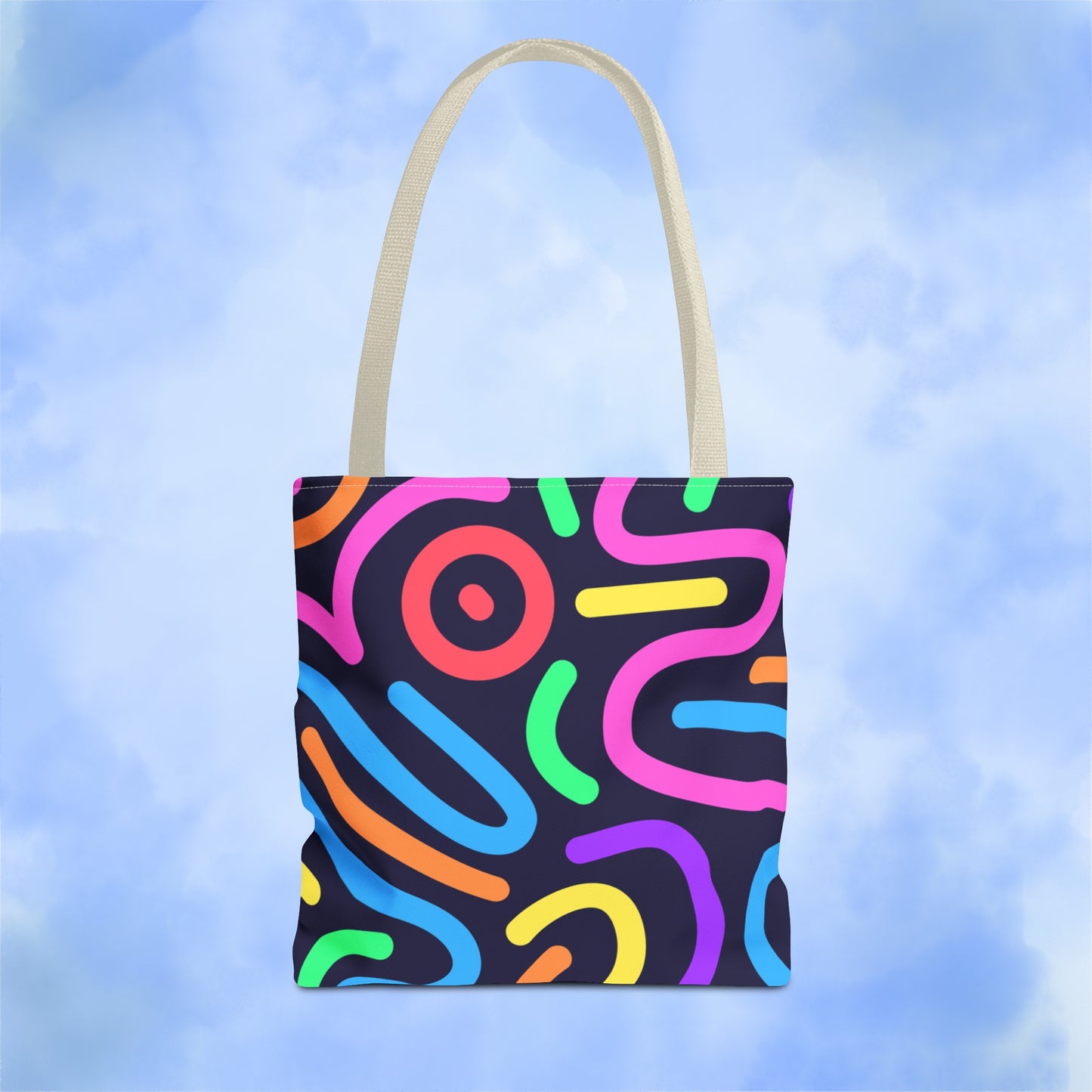 Neon Doodle Swirls Tote Bag