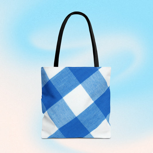 Chic Blue Gingham Tote Bag