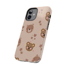 Boho Brown Bear Phone Case (Apple & Android) - Pink Sweetheart