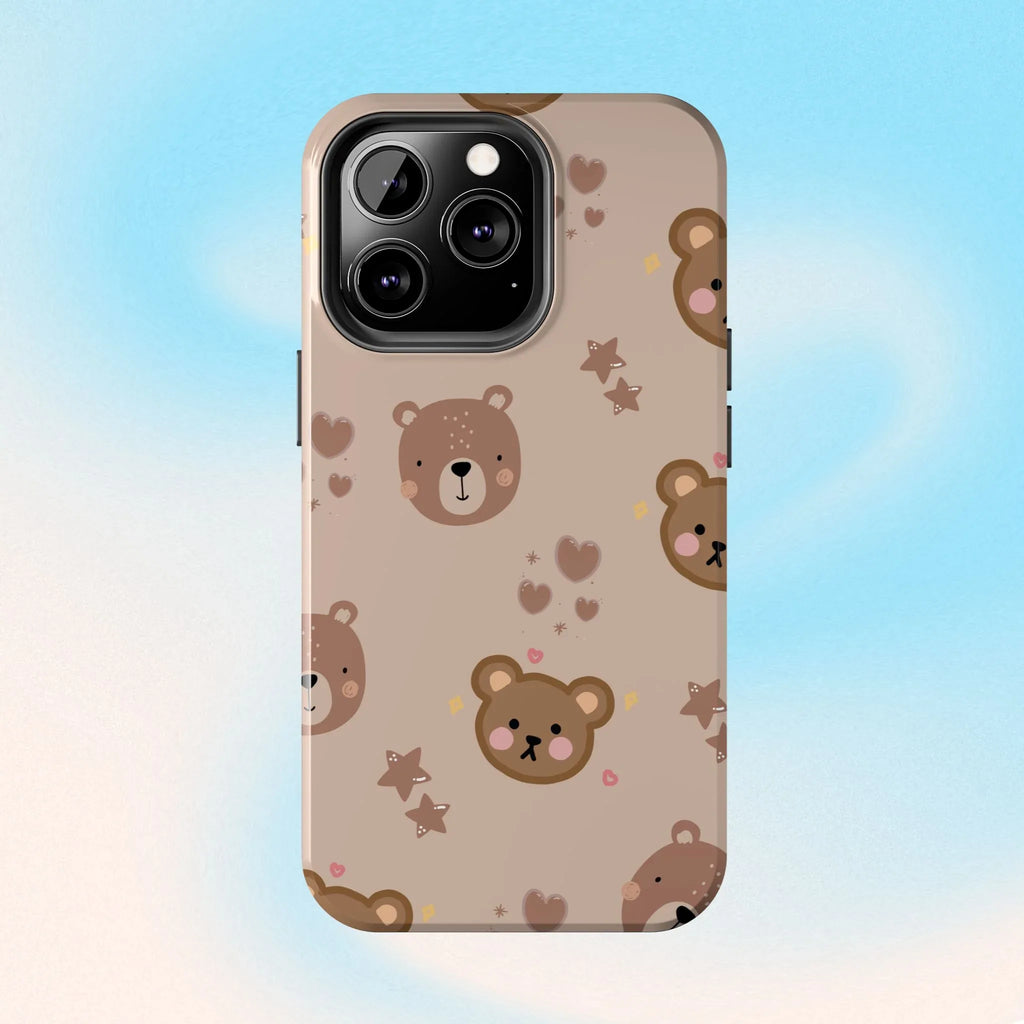 Boho Brown Bear Phone Case (Apple & Android) - Pink Sweetheart