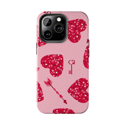 Sparkling Red Hearts Phone Case