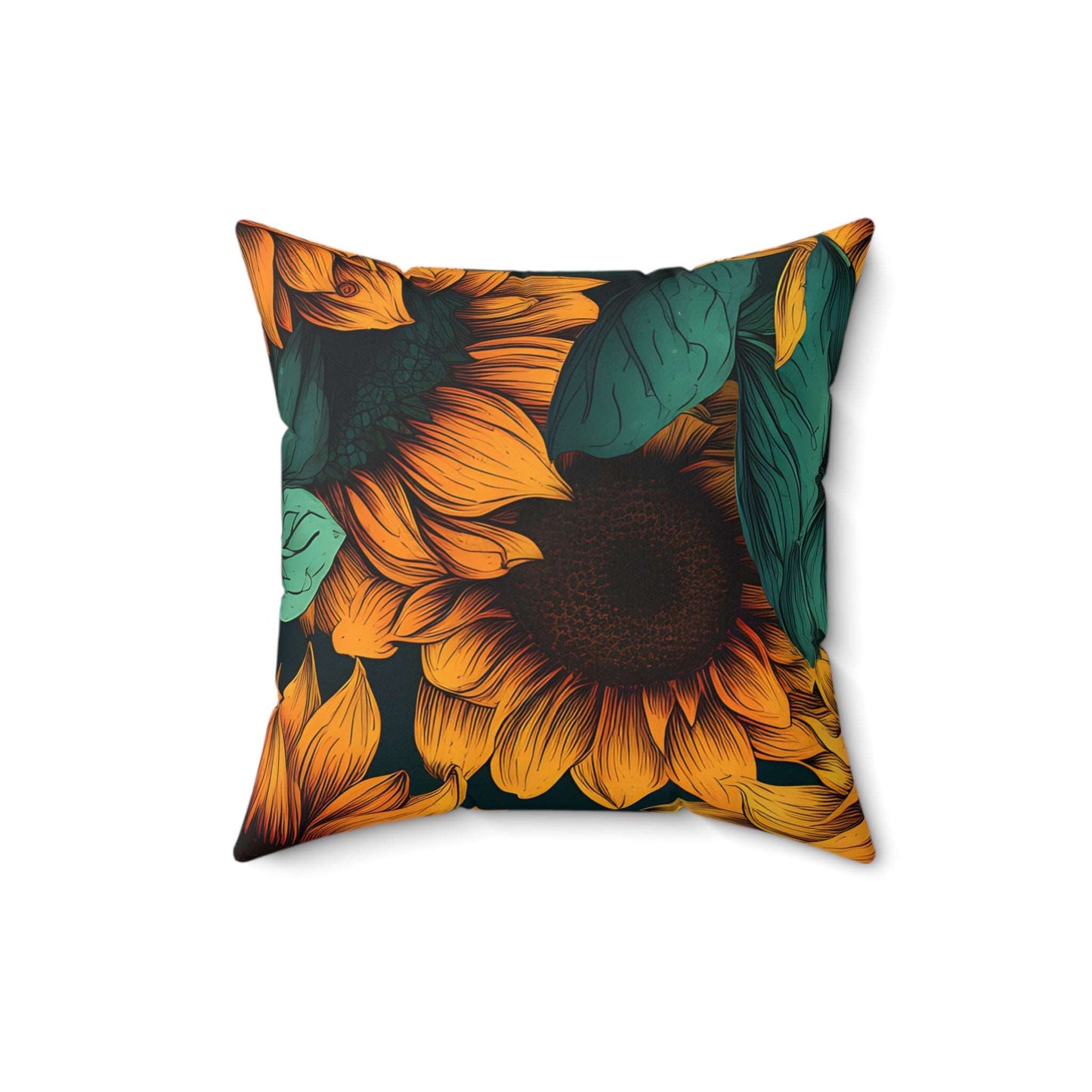 Midnight Sunflowers Square Pillow