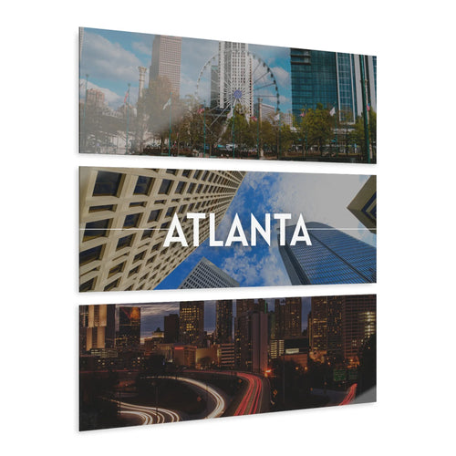 Atlanta Skyline Acrylic Prints (Triptych) - Pink Sweetheart