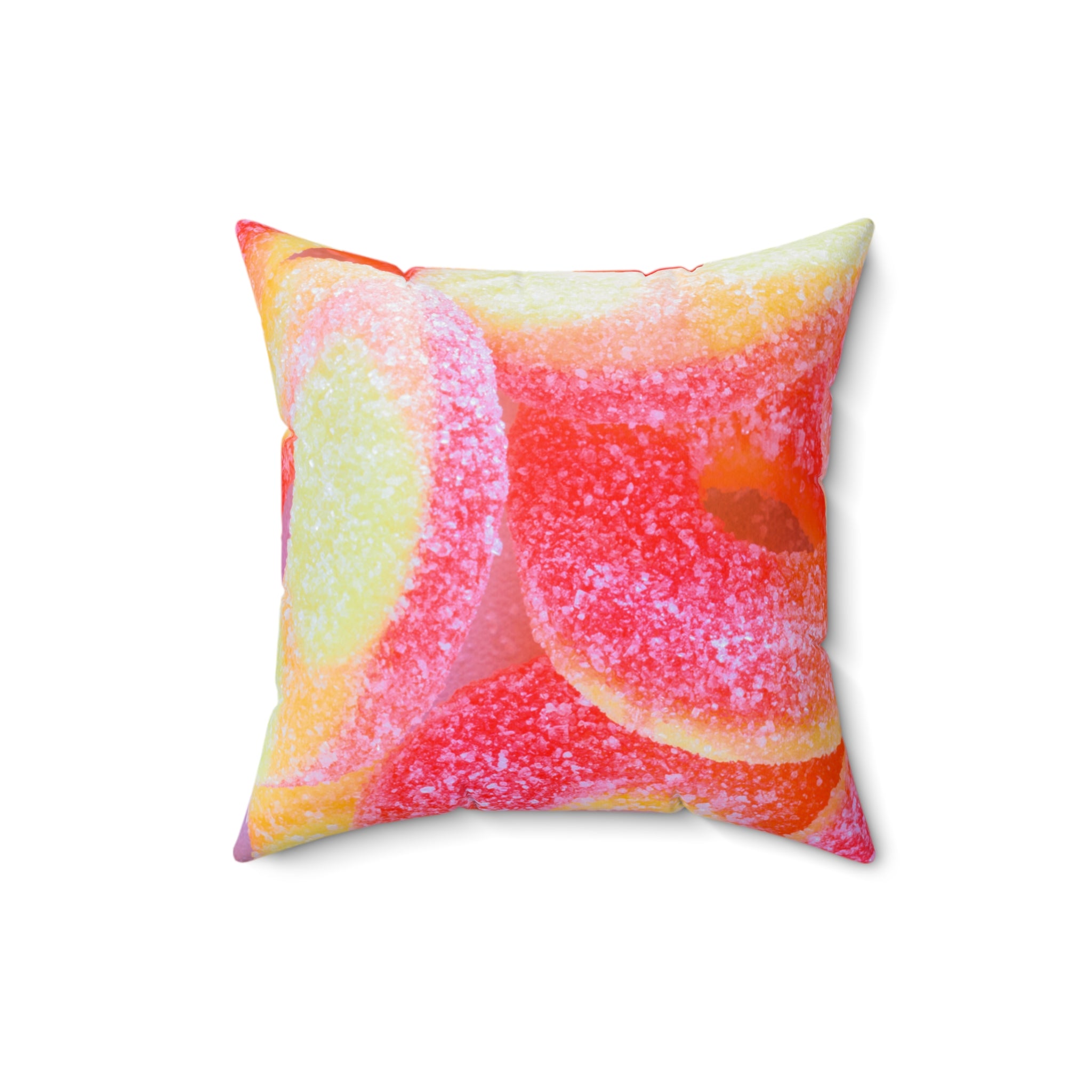 Sweet Peach Candy Rings Square Pillow