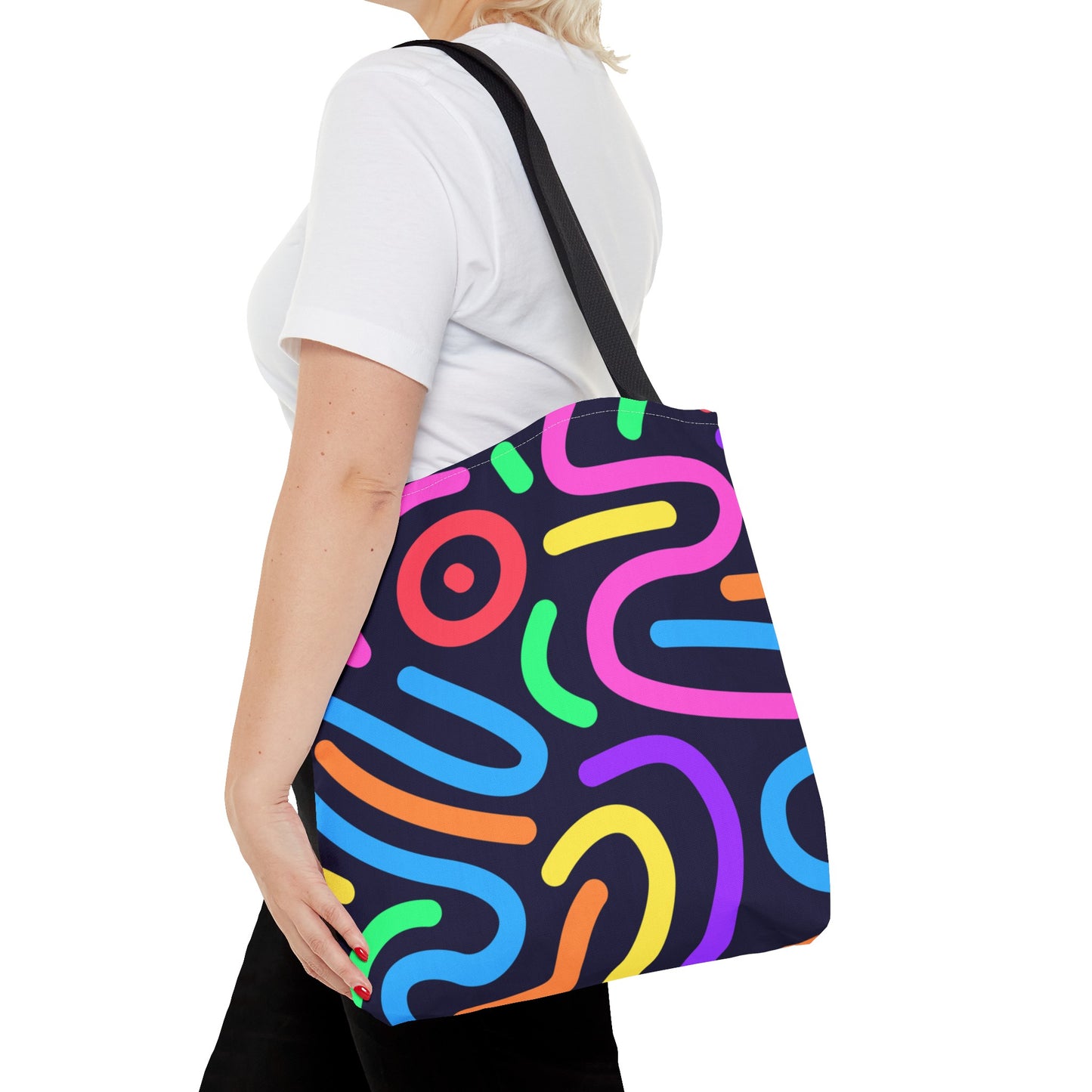 Neon Doodle Swirls Tote Bag