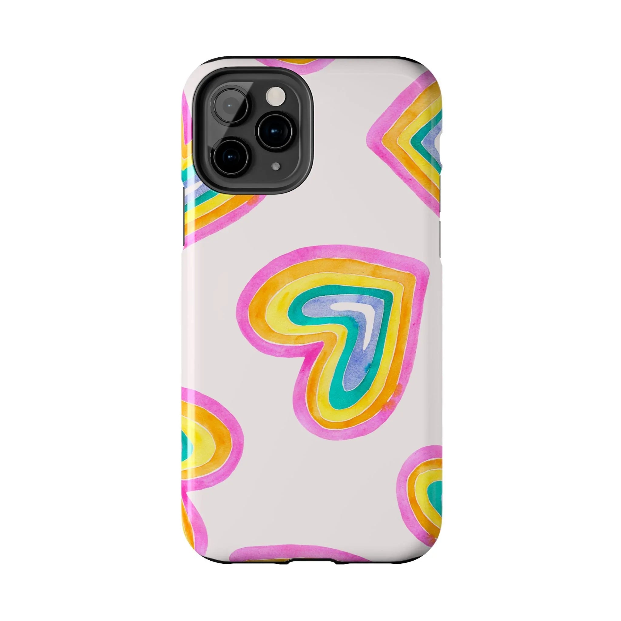 Rainbow Hearts Phone Case (Apple & Android) - Pink Sweetheart