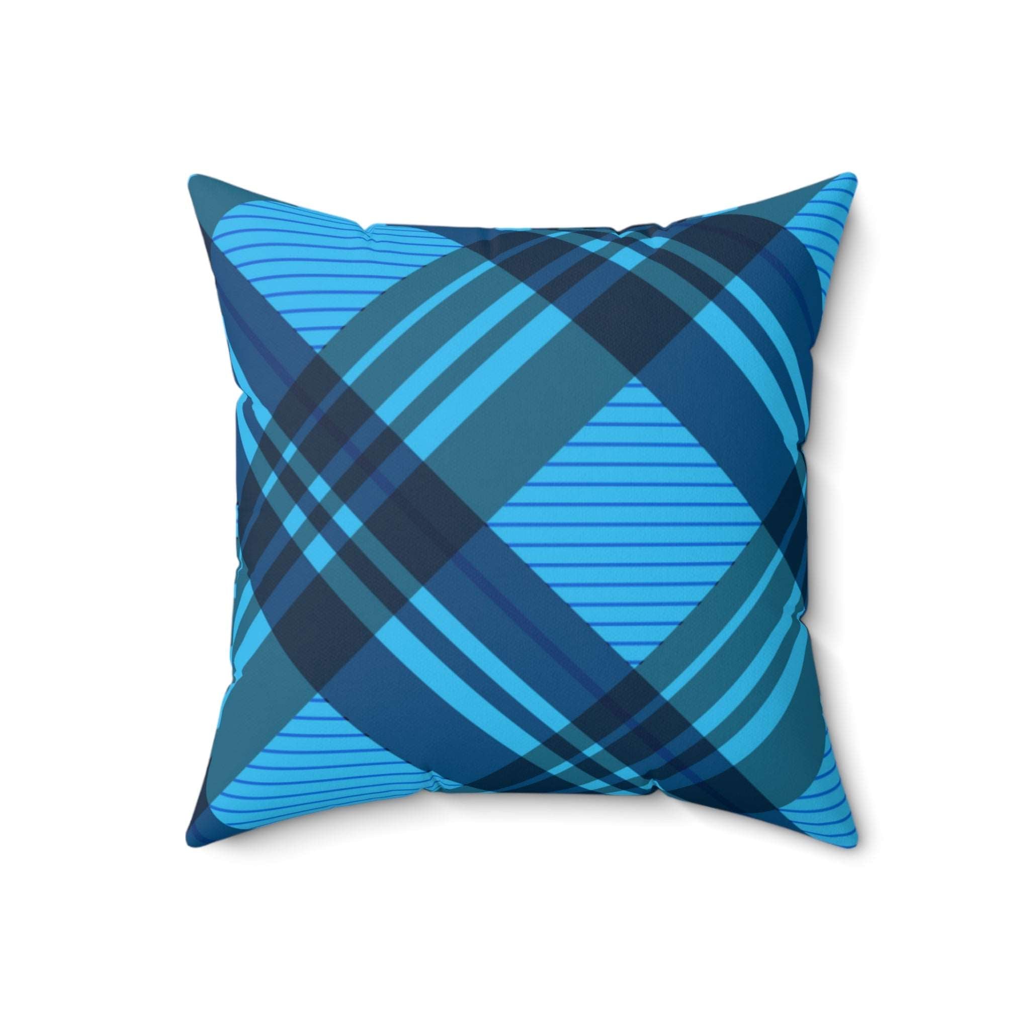 Blue Winter Plaid Square Pillow