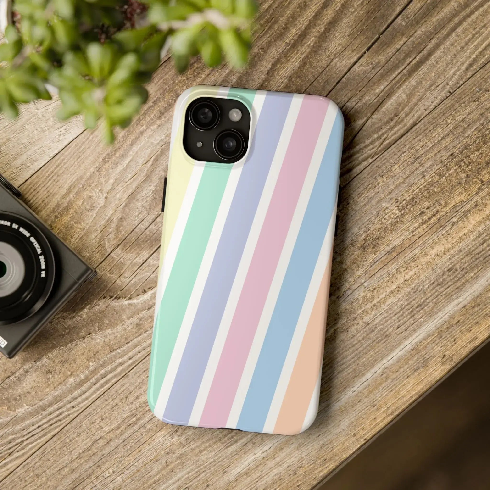 Pretty Pastel Lines Phone Case (Apple & Android) - Pink Sweetheart