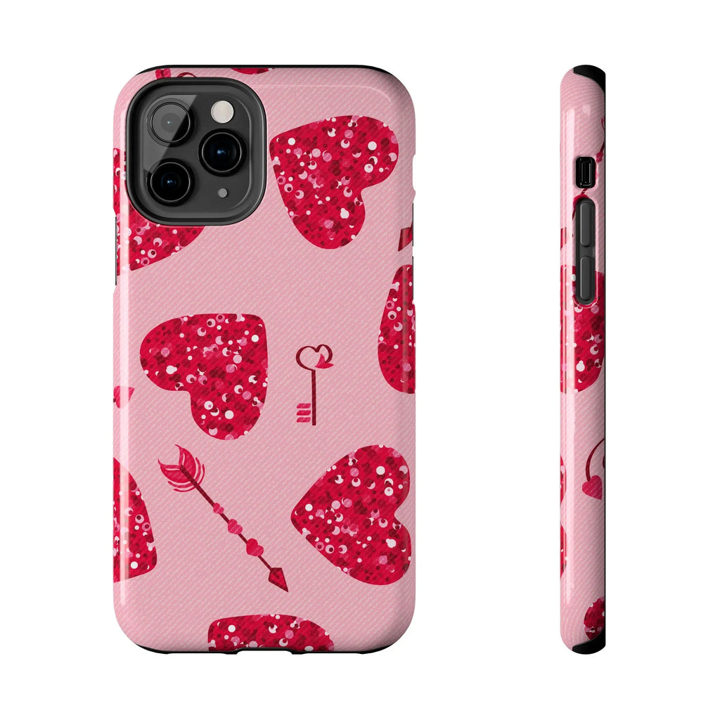 Sparkling Red Hearts Phone Case (Apple & Android) - Pink Sweetheart