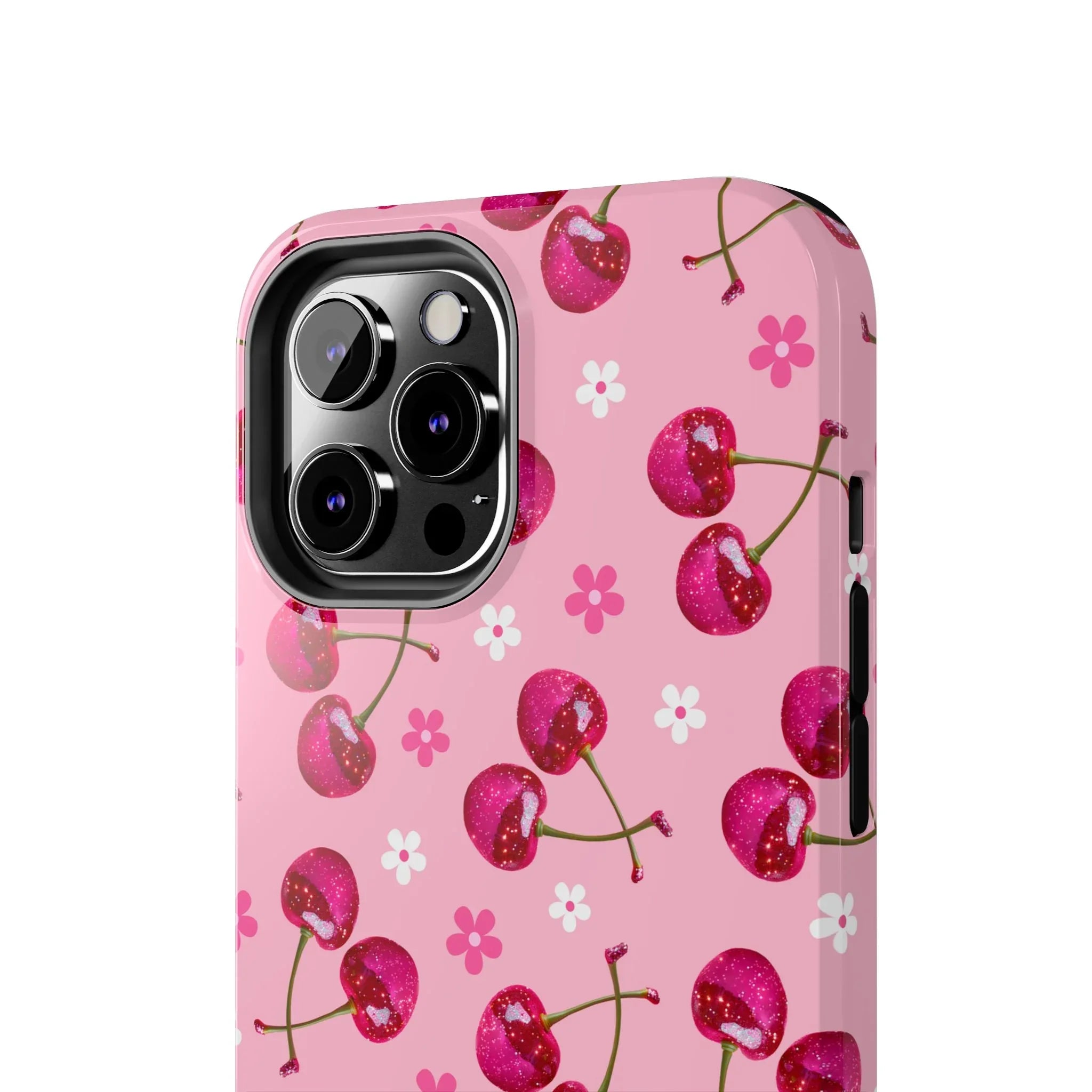 Pink Cherry Sparkle Pattern Tough Phone Case (Apple & Android) - Pink Sweetheart