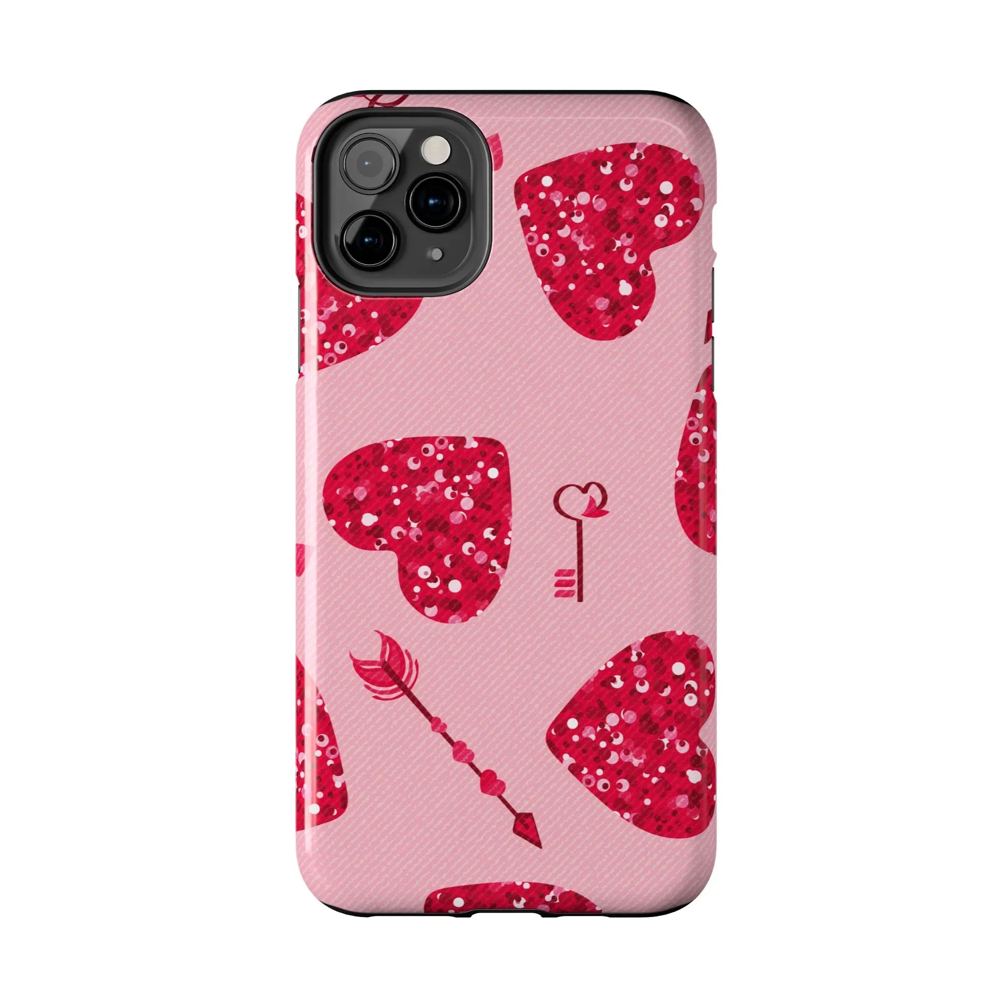 Sparkling Red Hearts Phone Case (Apple & Android) - Pink Sweetheart