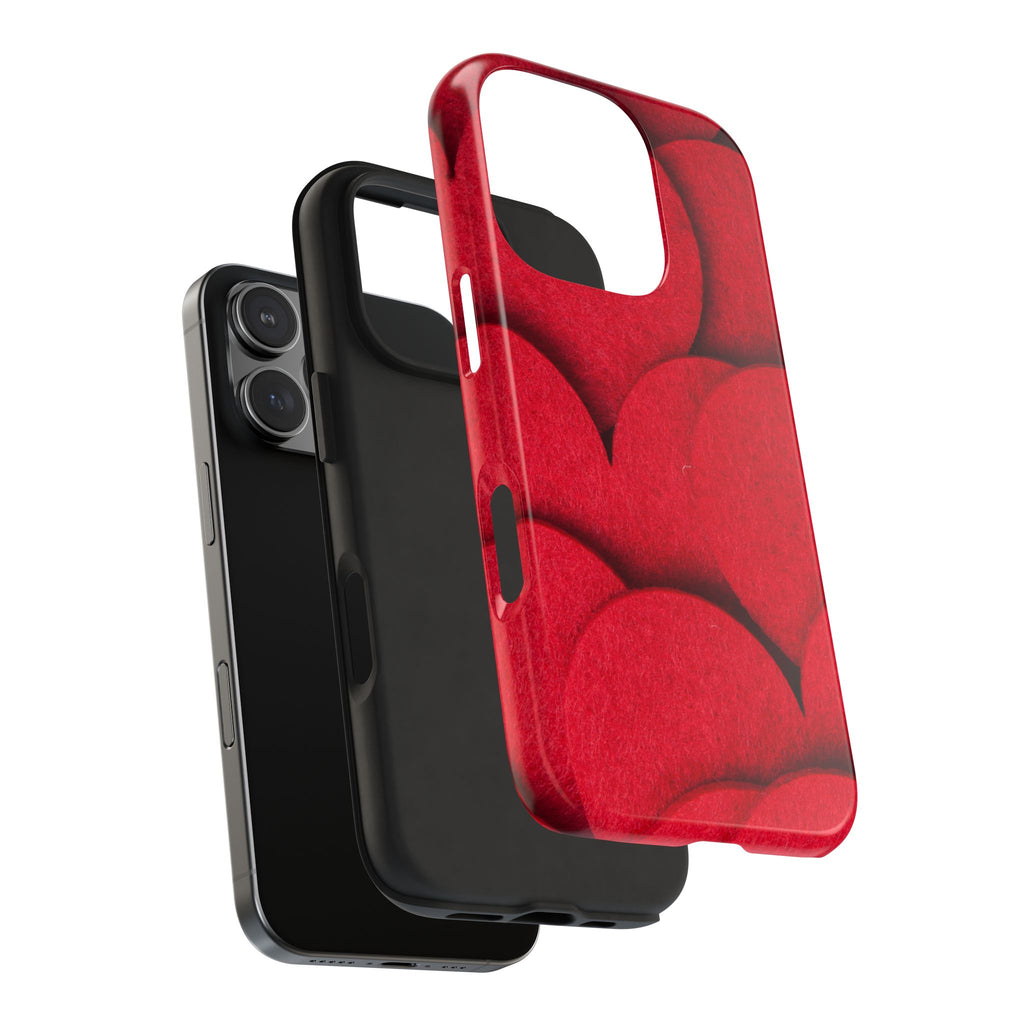 Big Red Felt Hearts Phone Case (Apple & Android)